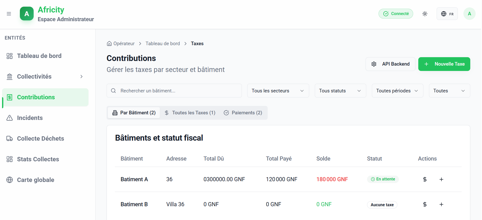 Afric-city: Plateforme de Gestion des Collectivités et de Fiscalité Locale